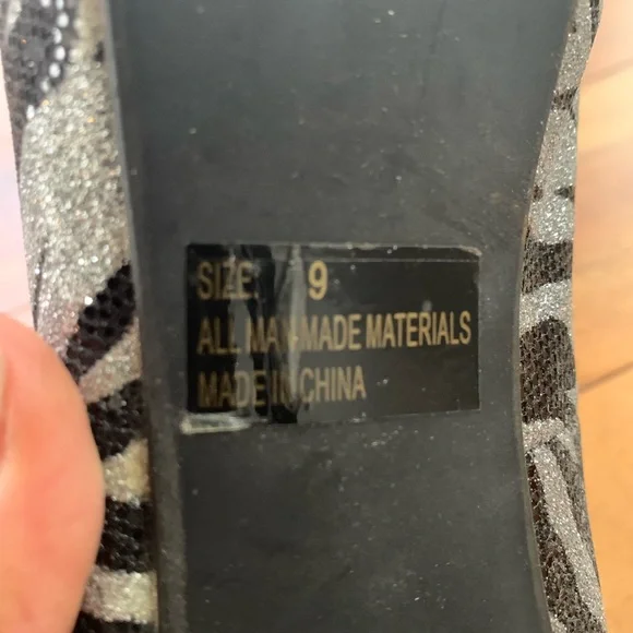 Charlotte Russe Platform Pumps Heels Slip On Stiletto Glitter Zebra Print Gray 9 - Picture 4 of 5